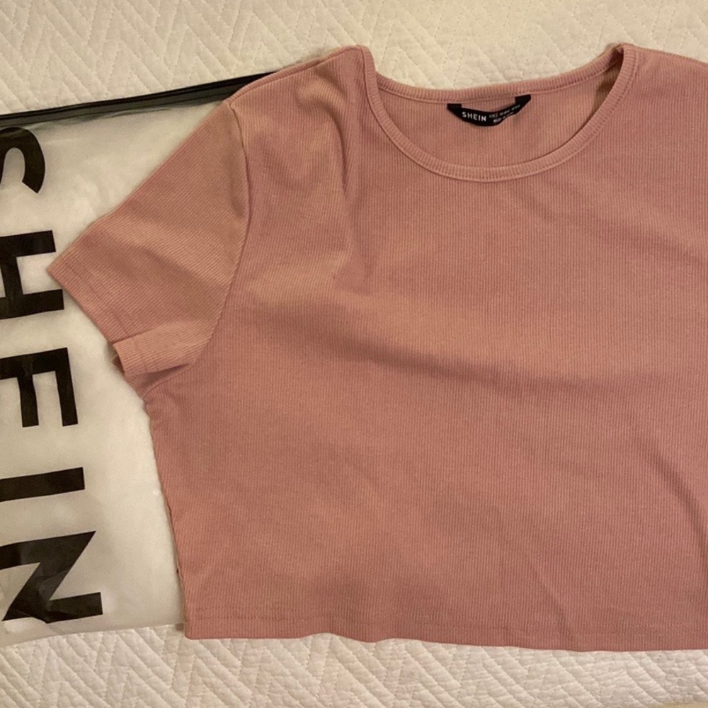 Shein mauve crop top ribbed size large (runs small) NEW